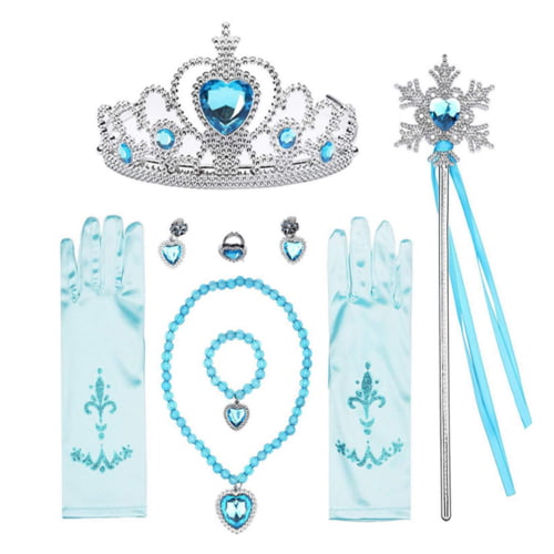 3Sets Princess Belle Dress Costume Glove Tiara Earring Ring Dress up Xmas