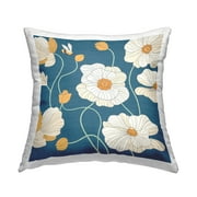 Stupell Industries Poppy Flowers on Blue Decorative Printed Throw Pillow, 18 x 18