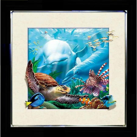 5D Lenticular Picture framed Dolphin & Turtle Lenticular