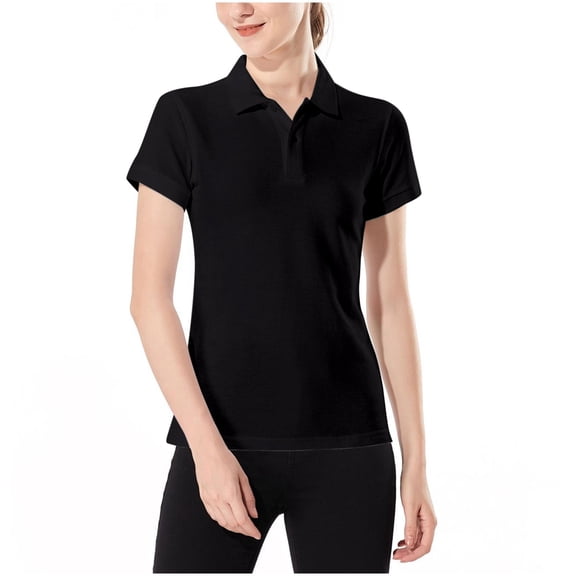 Landzoo Women'S Tops Solid Color Short Sleeve Notch Neck Shirt Summer Comfortable Women T Shirt Size L Black