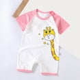 thumbnail image 2 of Newborn Baby Boy Romper Short Sleeve Floral Print Onesie Summer Outfit Cute 0 3 6 9 12 18 Months Infant Shorts Style Clothes Gibobby,0-6 Months,Pink, 2 of 4
