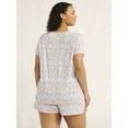 thumbnail image 3 of Joyspun Women's and Women’s Plus Lightweight Sleep Tee and Shorts Set, 2-Piece, Sizes XS to 3X, 3 of 6