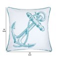 thumbnail image 3 of Benjara 20 X 20 Inches Sea Anchor Embroidered Accent Pillow, Set of 2, Teal Blue and White, 3 of 3