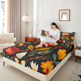 thumbnail image 3 of Manfei Vintage Floral Leaves Queen Sheets 4 Pieces,Bohemian Rustic Botanical Queen Sheet Sets,1 Flat Sheet,1 Fitted Sheet and 2 Pillowcases, 3 of 6