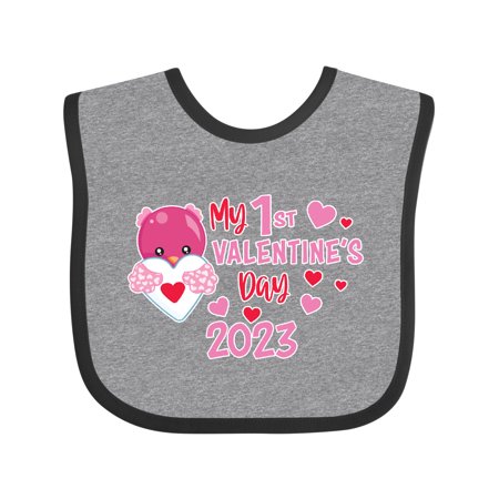 

Inktastic My 1st Valentine s Day 2023 with Bird Hugging Heart Gift Baby Boy or Baby Girl Bib