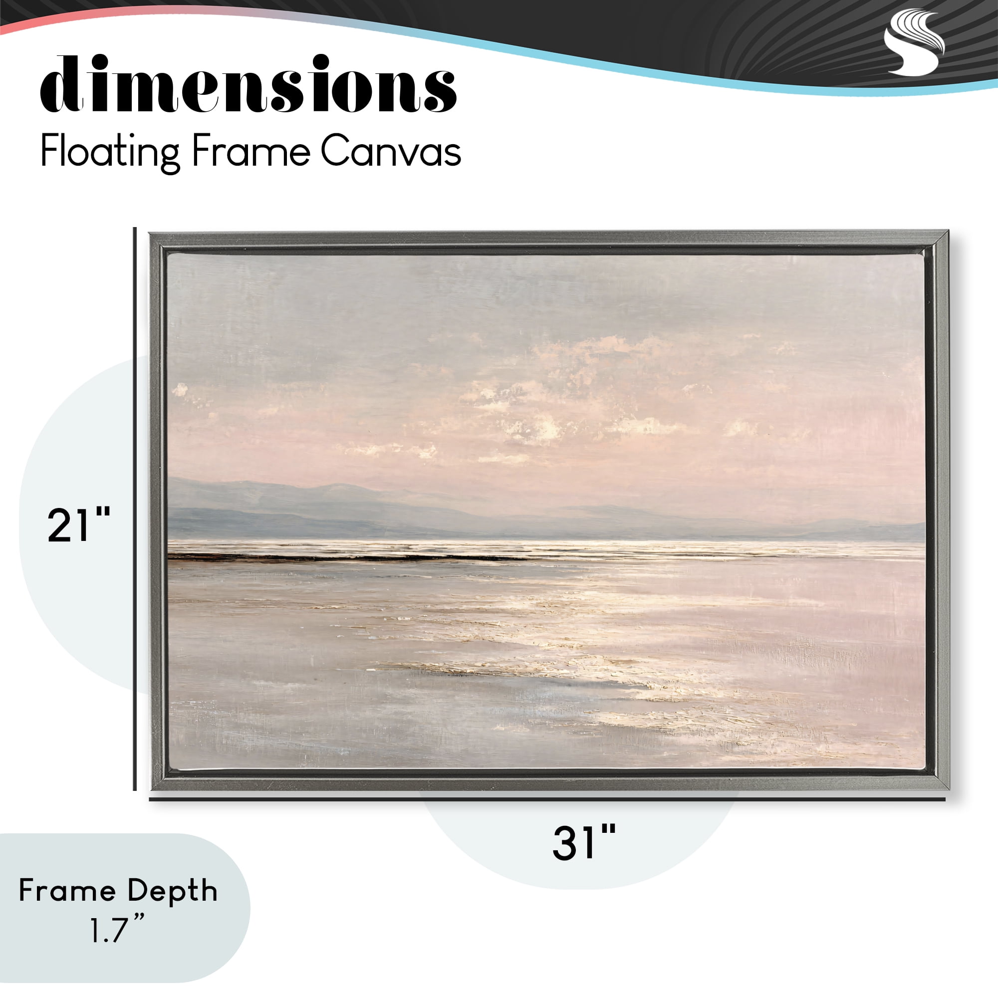 Stupell Industries Vast Blush Seascape Gray Framed Floater Canvas Wall Art, design by Jacky Ngan