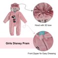 thumbnail image 3 of Disney Clothes Baby Girls Pram One-Piece – Minnie Mouse Soft Hooded Cozy Outfit Pink 6/9M, 3 of 5