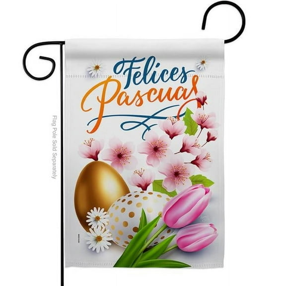 Breeze Decor G153081-BO Felices Pascuas Springtime Easter Double-Sided Decorative Garden Flag, Multi Color