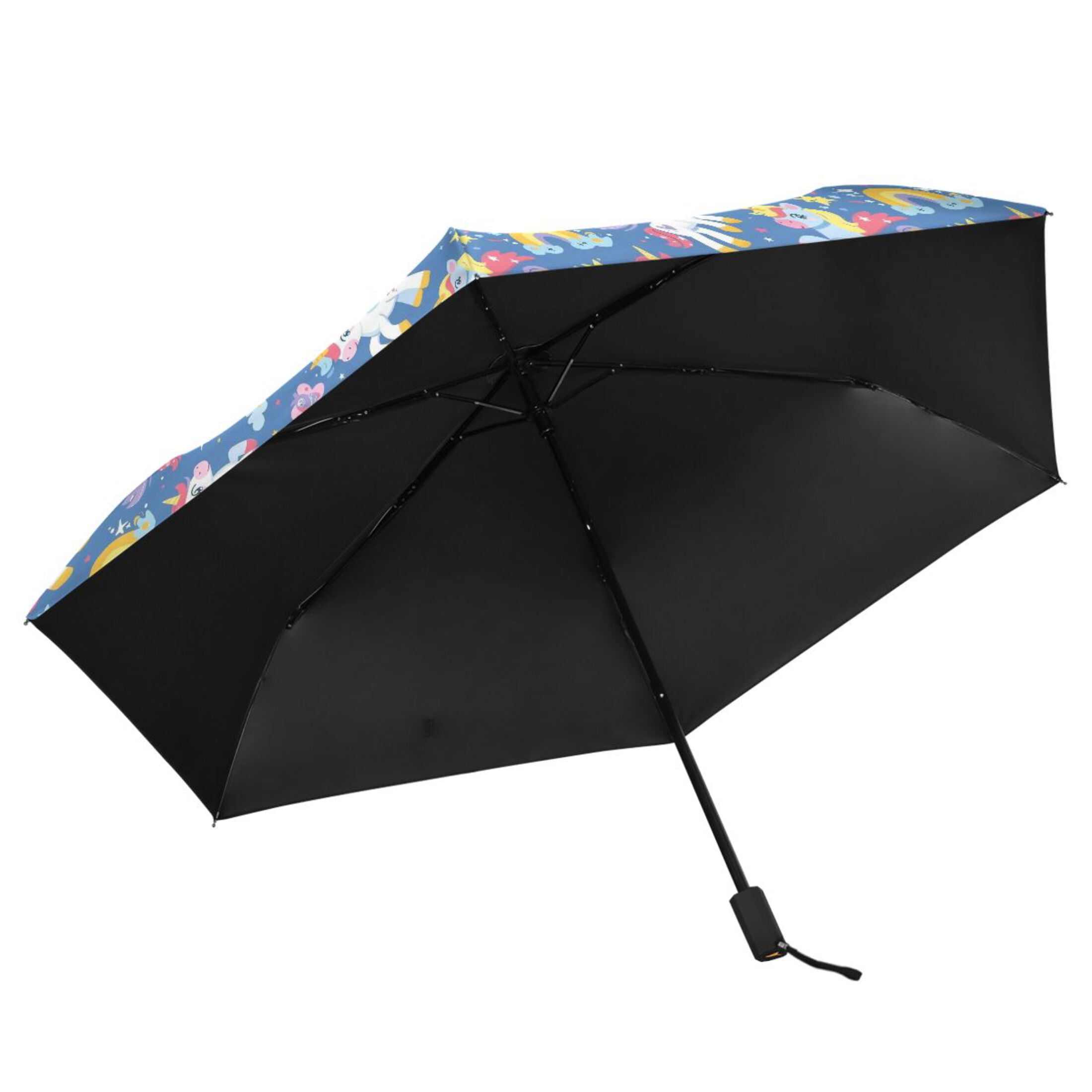 Baby Unicorns Heart Rainbow Compact Sun Umbrella Windproof Travel Umbrellas for Rain Strong Portable UV Protection