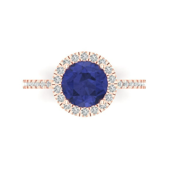 Clara Pucci 14K Rose Gold 1.8ct Tanzanite Solitaire with Accents Ring