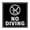 Black / Silver, variant on Square No Diving Sign (White) - Small