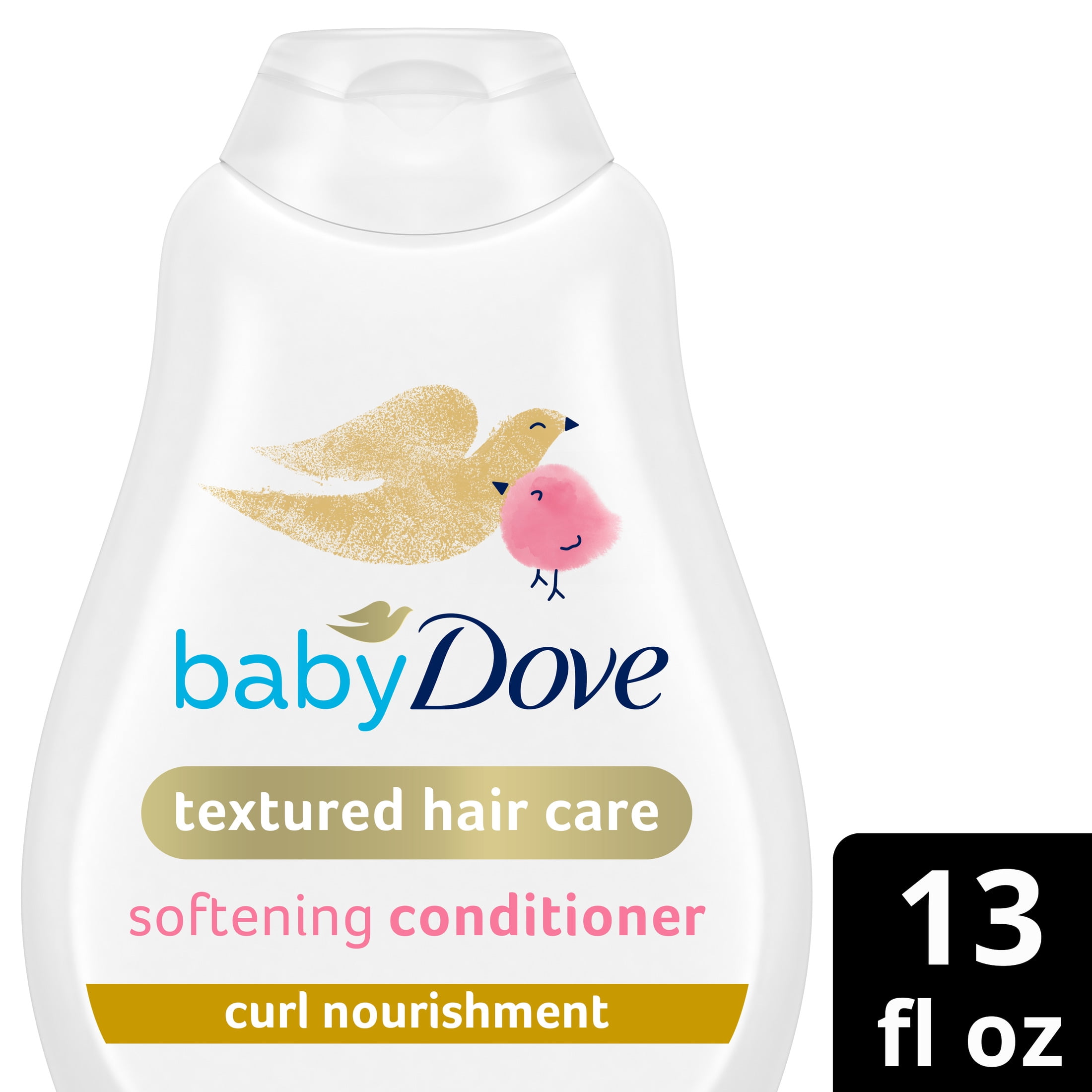 (2 pack) Baby Dove Textured Hair Care Baby Conditioner for Baby's Curly Hair Curl Nourishment Tear Free and Softening ,13 Fl oz