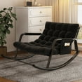 thumbnail image 5 of Ninecer Patio Rocking Chair Indoor, Comfy Rocker Chair for Living Room, 400lbs Steel patio Lounge Rocker Recliner Chair with Storage Bag for Adults, Black, 5 of 8