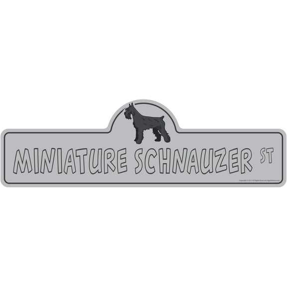 Miniature Schnauzer Street Sign | Indoor/Outdoor | Dog Lover Funny Home Décor for Garages, Living Rooms, Bedroom, Offices | SignMission personalized gift | 24" Wide