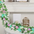 thumbnail image 6 of Taotanxi 5.91FT Artificial Eucalyptus Garland with Flowers, Fake Butterfly Gypsophila Garland, Faux Floral Greenery Garlands for Wedding Spring Party Art Table Runner Decor (Purple, 1), 6 of 6