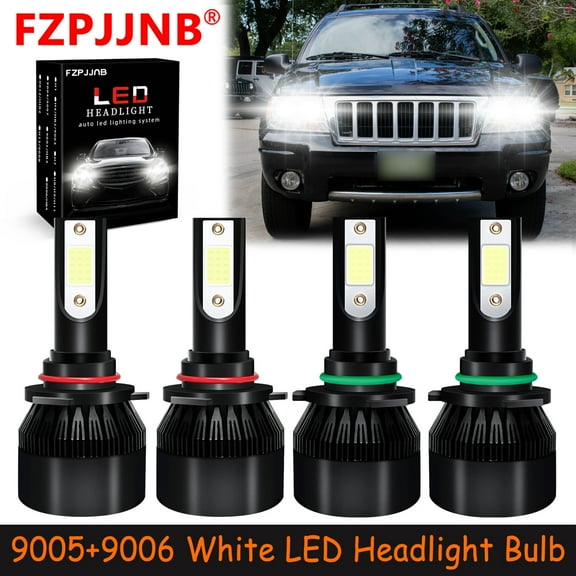 FZPJJNB 9005 9006 for Jeep Grand Cherokee 1999-2004 White Led Headlights Bulb High Low Beam,C9B,C10