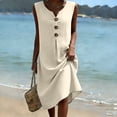 thumbnail image 4 of Antinious Ladies Summer Short Sleeve High Neck Loose Breathable Casual Long Dress, 4 of 5