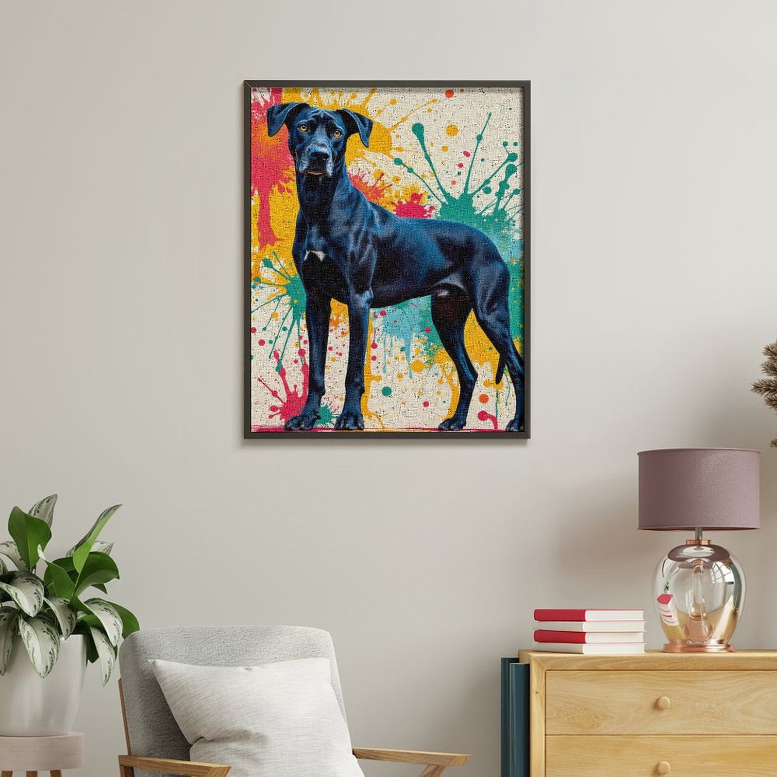 Paint By Numbers Kit for Adults Beginner - DIY Dog Art Color Splash Background Canvas Painting Kits for Adults, Frameless Paint By Number for Adults for Home Wall Decor 16x20 Inch