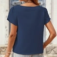 thumbnail image 4 of STETMN Pleated Short Sleeve Tops for Women Asymmetrical V Neck Blouses Casual Business Dressy Shirts, 4 of 4