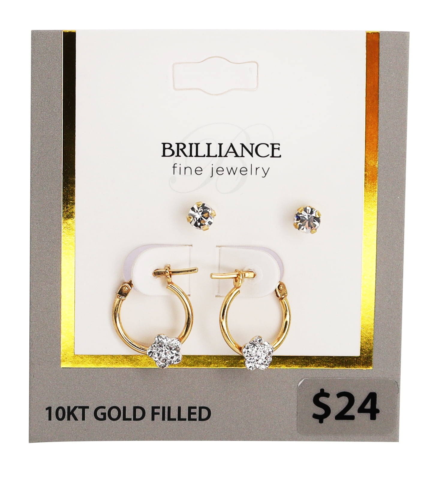 Brilliance Fine Jewelry 10K Gold Filled Crystal Children’s Earring Set