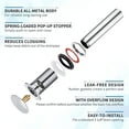 thumbnail image 3 of HEATGENE Bathroom Sink Drain Chrome, Pop Up Drain Stopper for Bathroom Sink, Bathroom Sink Drain Stopper Pop Up, Pop Up Drain with Overflow, Fits 1-1/2" Opening with a 1-1/4" Tailpiece, 3 of 8