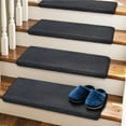 thumbnail image 5 of Pure Era Plush Carpet Stair Treads Cover 16Pcs Bullnosed 9" x 30" Indoor Shaggy Rug Set Self Adhensive Back(Set of 16,Dark Gray), 5 of 10