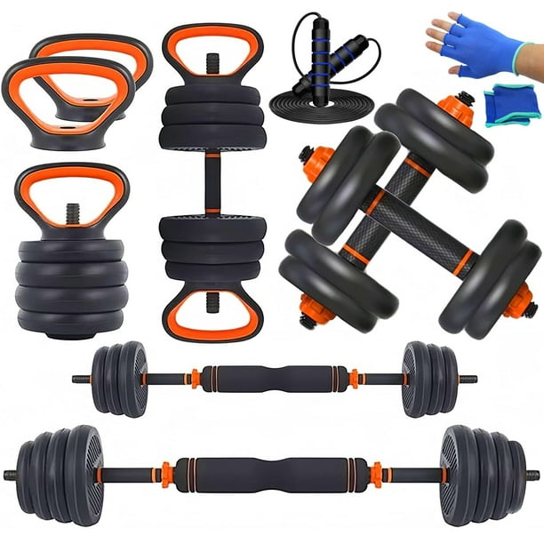Juego de Mancuernas y Pesas 7 en 1 Multiusos para Ejercicios en casa Juego de Mancuernas de 10 kg de Peso Ajustable con Platos de Pesas para Ejercicios, Pesas Rusas Para Gimnasio en Casa Oficina