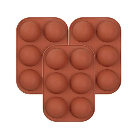 Pinkiou Hot Chocolate Bomb Mold Cocoa Sphere Silicone Mold Circle Semi Sphere Silicone Mold for Baking, Cake, Jelly, Candy, 6 Holes, 3 Packs