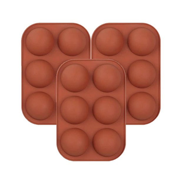 Pinkiou Hot Chocolate Bomb Mold Cocoa Sphere Silicone Mold Circle Semi Sphere Silicone Mold for Baking, Cake, Jelly, Candy, 6 Holes, 3 Packs