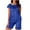 Dark Blue, variant on Uaswgudfs ​Women's Pajama Set Smocked Square Neck Ruffle Hem & Elastic Waist, Versatile Loungewear