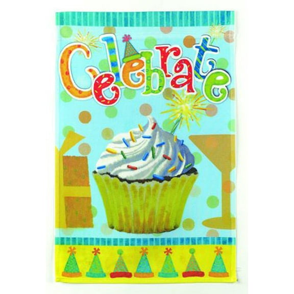 Happy Birthday Celebration Cupcake Themed Garden Flag - By Ganz (No Stand)
