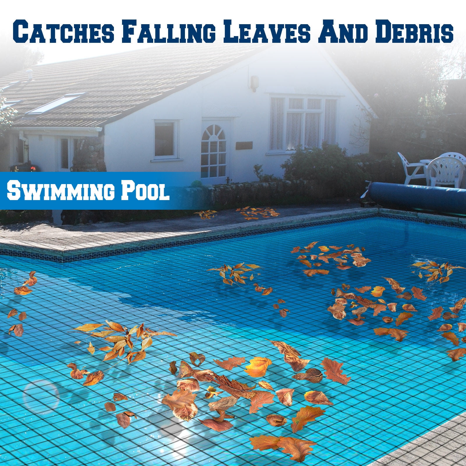 Sunrise 28'x45' Pool Netting Pond Protective Floating Net Mesh Cover, Black