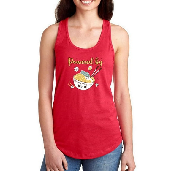 Powered By Ramen Bowl Art Racerback Tank Women -Smartprints Designs, Female Medium