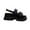Black, variant on Anuirheih Women's Fashion Round-toe Solid Color Sandals Thick Bottom Buckle Casual Sandals Sandals Women (Black)
