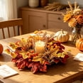 thumbnail image 4 of FeiFu Fall Candle Ring Wreath Artificial Sunflower Pumpkin Maple Leaves Centerpiece for Pillar Candle Holders Autumn Harvest Table Decor Home Party Thanksgiving Corona de Vela de Otoño, 4 of 6