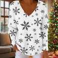 thumbnail image 2 of Lorytime Christmas Fall Sweatshirts for Women Snowflakes Print Shirt V Neck Long Sleeve Pullover Loose Tops, 2 of 6