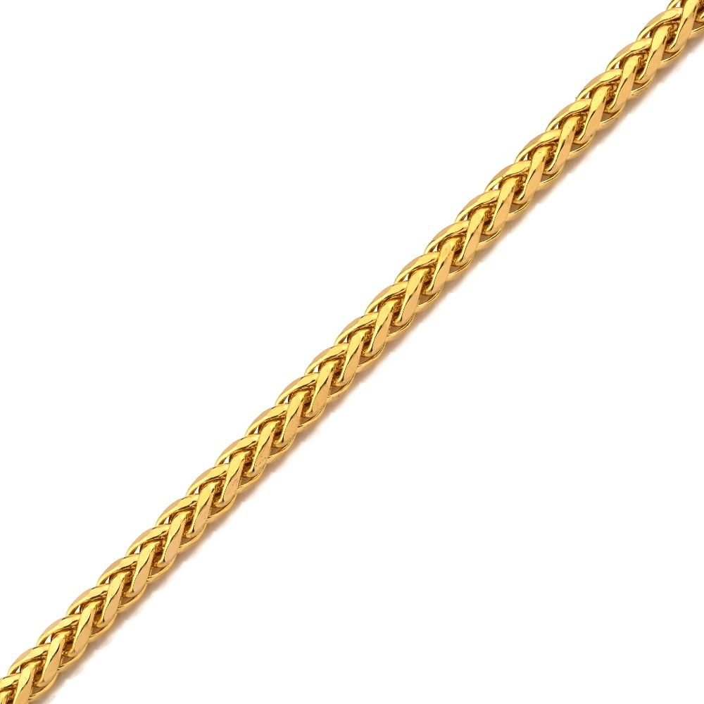 10K Yellow Gold Wheat, Palm Chain Bracelet (5mm, 7")