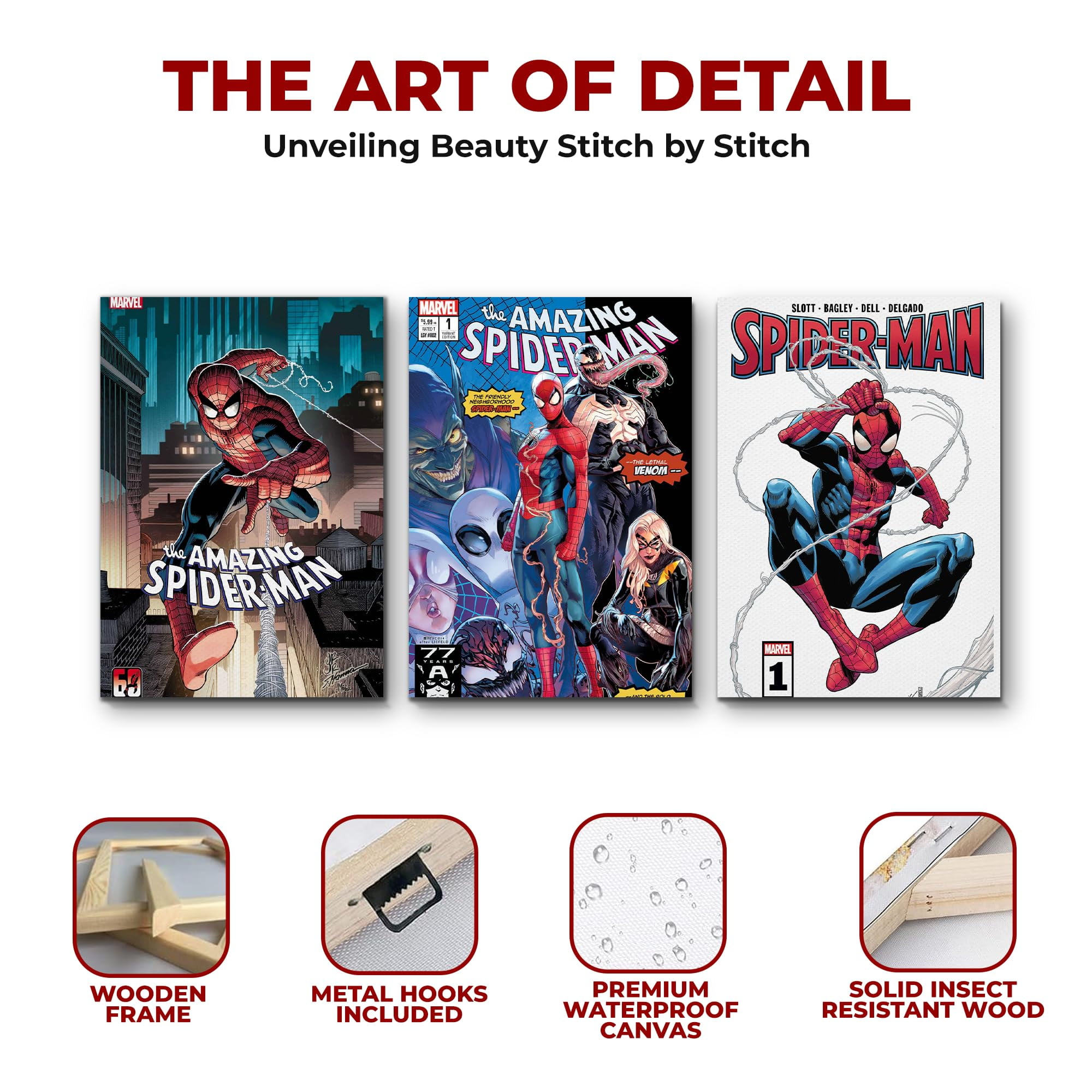 Comic Canvas Wall Art by DreamController Set of 3 - 16x24 inches Wall Decor | HD Printed & Wooden framed wall art | Modern Wall Decor for Bedroom, Living Room, Office, Kids Room | Made in USA