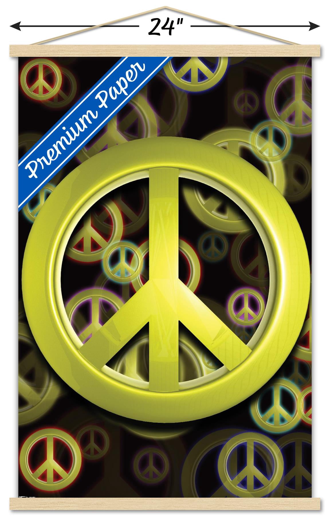 Peace Wall Poster with Wooden Magnetic Frame, 22.375" x 34"