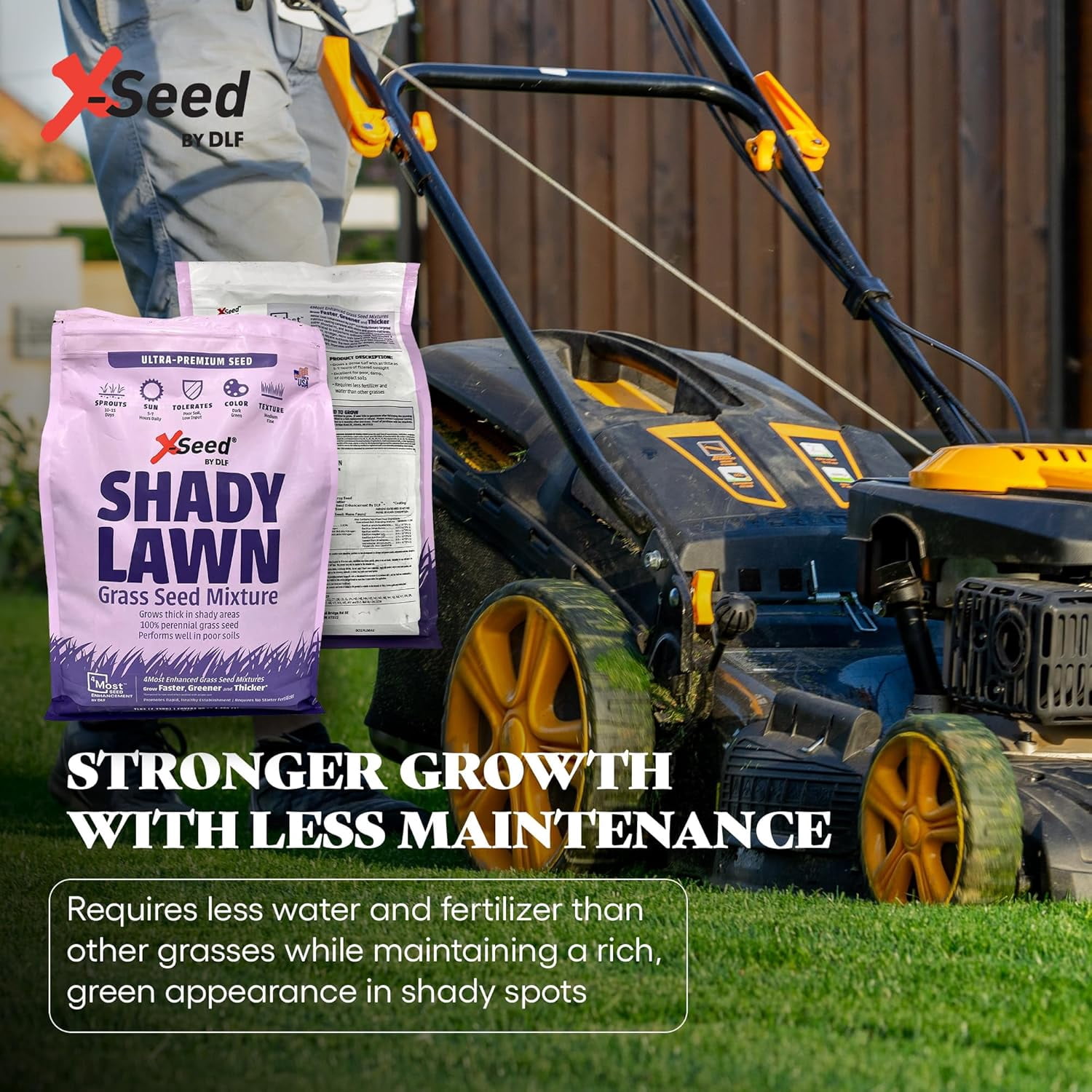 X-Seed Ultra Premium Shady Lawn Grass Seed Blend – Heavy Shade Grass Seed Mixture – Grows Thick in Shady Areas, Performs Well in Poor Soils, Requires Less Fertilizer and Water – 3 lbs.
