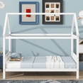 thumbnail image 3 of ENYOPRO House Bed with Fence, Wood House Bed, Floor Bed Frame, Twin Canopy Bed for Bedroom, No Box Spring Needed (White), 3 of 6
