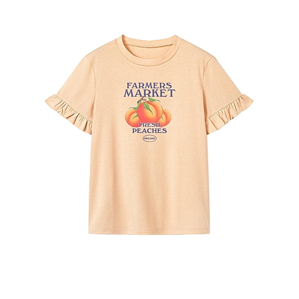 Camiseta de mujer de verano con cuello redondo y cuello redondo para uso diario, regalo para mujer SG