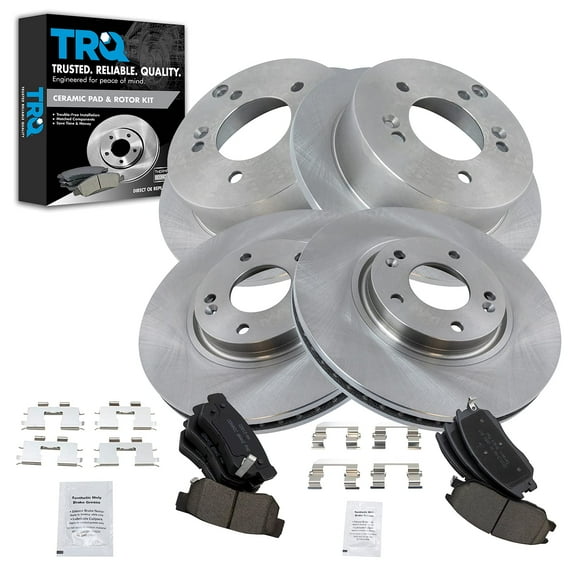 TRQ Front and Rear Brake Pad & Rotor Kit Brake Pads Brake Rotor Ceramic Fits Select 2004-2005 Hyundai XG350