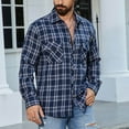 thumbnail image 2 of ZUKMRJPC Men's Vintage Plaid Shirts Long Sleeve Classic Button Down Lapel Casual Shirt Jacket Lightweight Work Shirt with Flap Pocket, 2 of 6