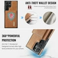 thumbnail image 4 of ELEHOLD Case for Samsung Galaxy S25 Ultra, Magnetic 2 in 1 Detachable Leather Wallet Case with Card Holder & Stand,Brown, 4 of 10