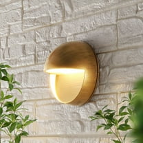JONATHAN Y Orbe 6.25" Outdoor Metal/Glass Integrated LED Wall Sconce, Antique Gold