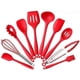 thumbnail image 1 of 10 Piece BPA Free Silicone Kitchen Utensil Set Contains 2 Scrapers Soup Spoon Soup Ladle Spatula Spaghetti Ladle Serving Spoon Whisk Grill Tongs S (Re, 1 of 4