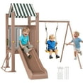 thumbnail image 1 of Qaba Ensemble de Balançoire pour Enfants, Ensemble de Balançoire Robuste avec Glissade, Fort Couvert, Échelle, 1 of 10