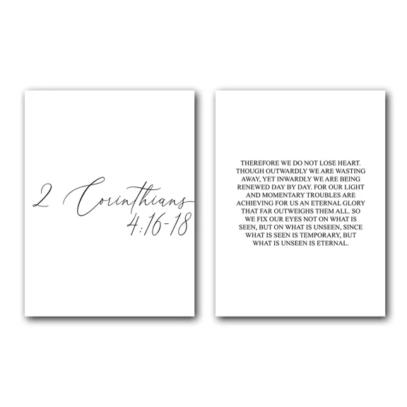 2 Corinthians 4:16, Bible Verse, Set of 2 Prints, Wall Décor