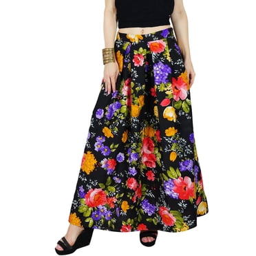 Bimba Jupe Longue Maxi Plissée Réversible pour Femme à Imprimé Floral Boho Chic Décontractée Jupes